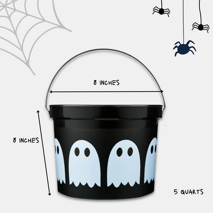 Halloween Candy Trick or Treat Bucket Pre-filled with Assorted Candy, Snacks & Toys for Kids, Grandkids, Students, Friends, Family - 40 Piece (Ghost)