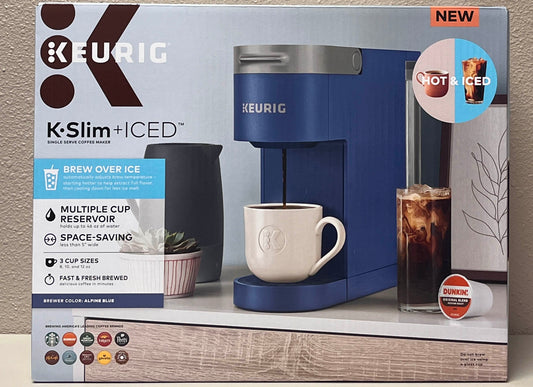 Keurig K-Slim + ICED Single Serve Coffee Maker, Brews 8 to 12oz. Cups, Blue