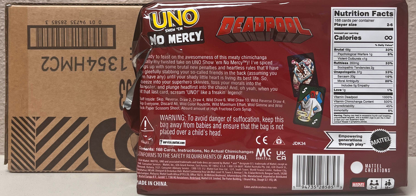 UNO No Mercy Marvel Deadpool Card Game